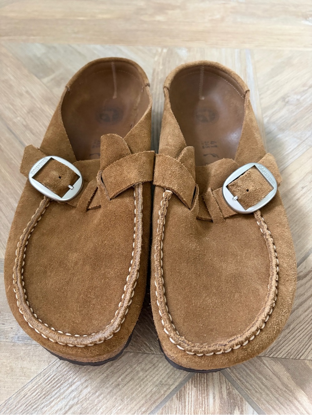 Birkenstock Buckley Suede Leather Clogs Mules Tea Women’s 10 Men’s 8 - Picture 8 of 8
